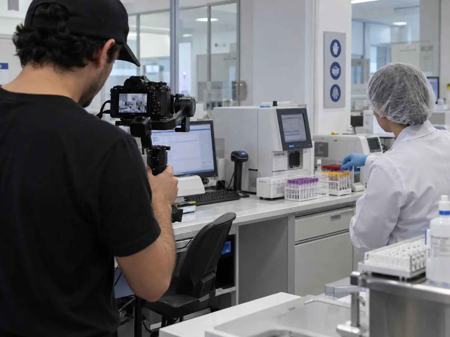 Grabación en el área de análisis de un laboratorio