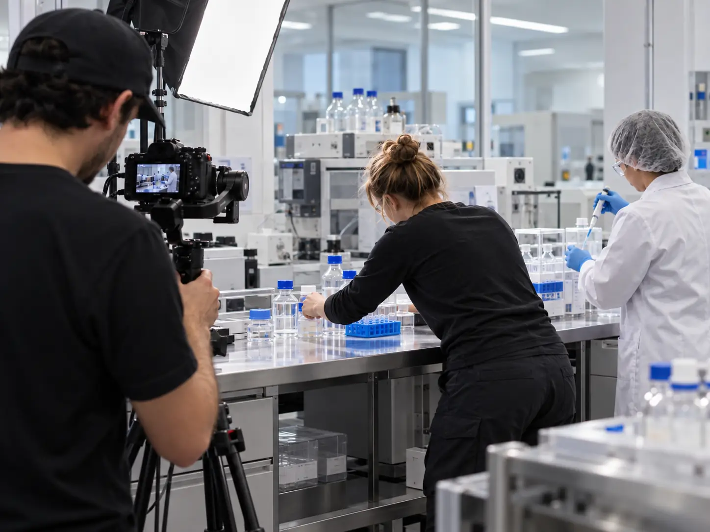 Producción audiovisual dentro de un laboratorio