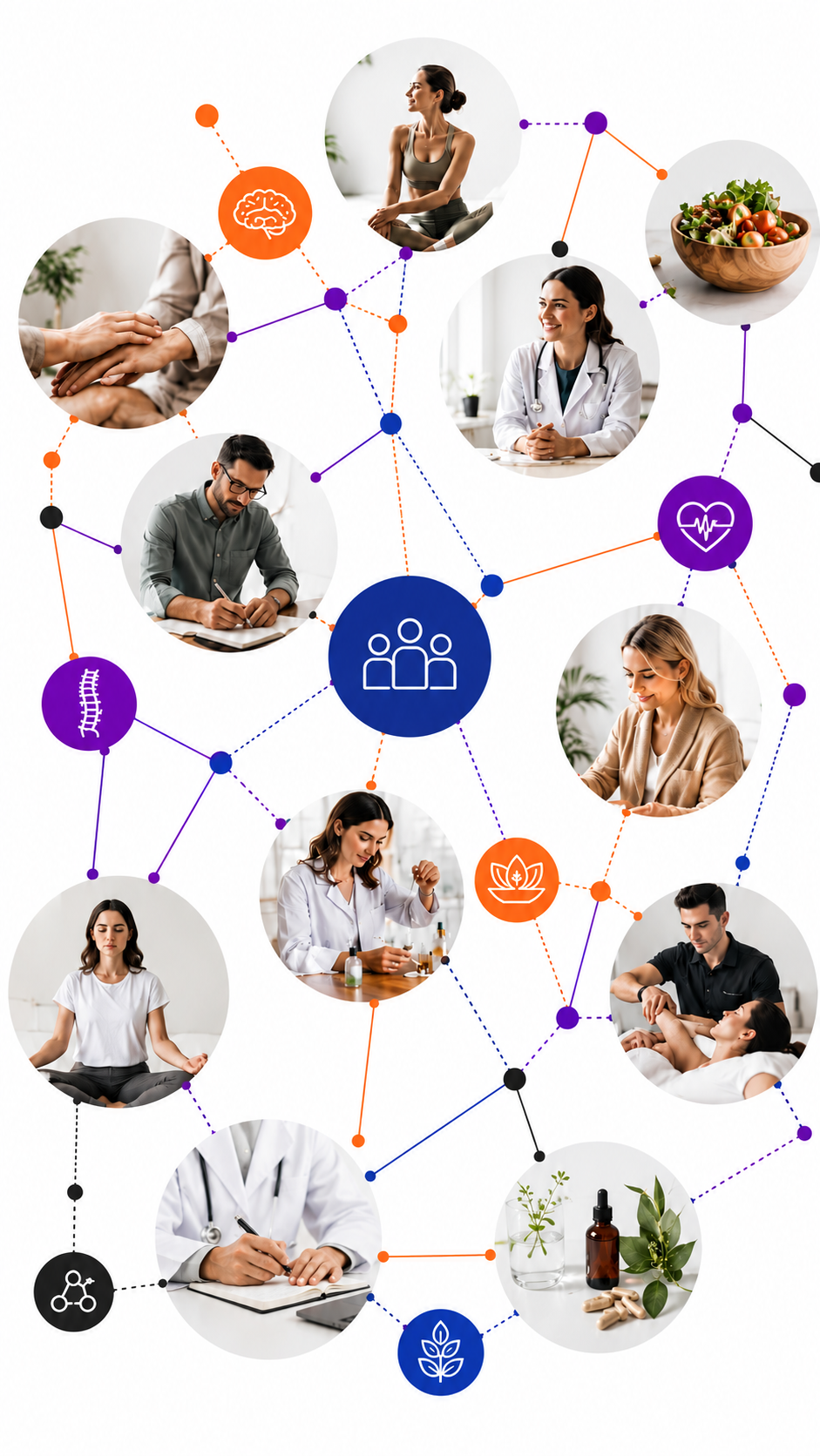 Ecosistema visual de salud médica, bienestar y comunicación estratégica