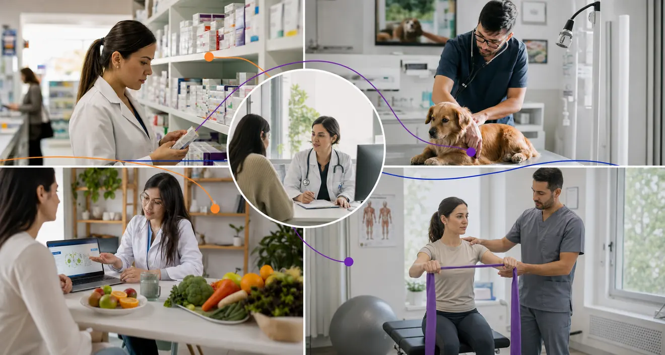 Collage de negocios de salud y bienestar especializados